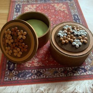 Vintage wood and leather floral trinket boxers